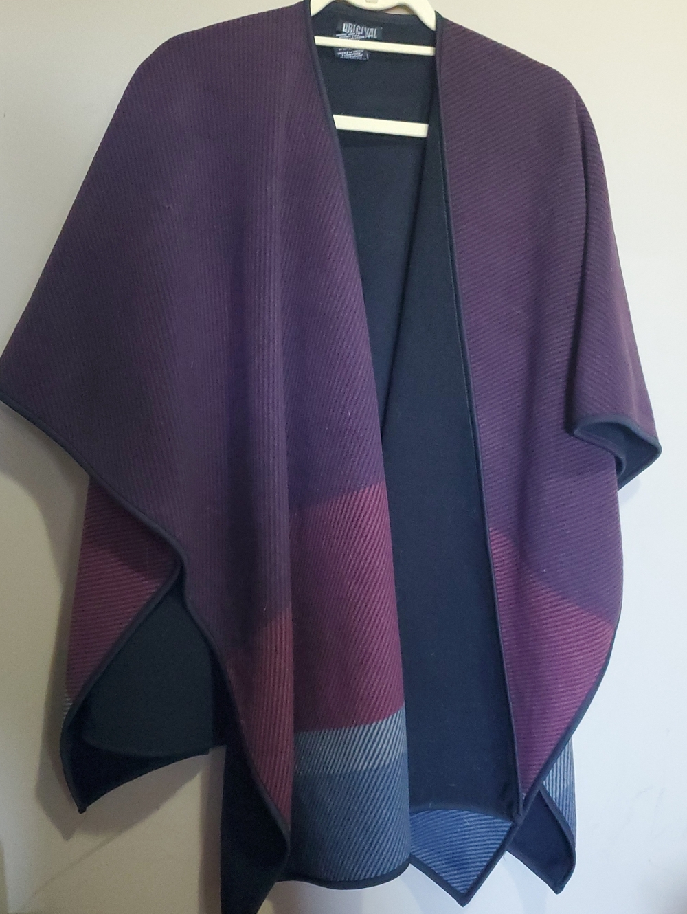 Nicole Miller Apt. 9 Reversible Open-Front Knit Wrap in Deep Purple and Black
